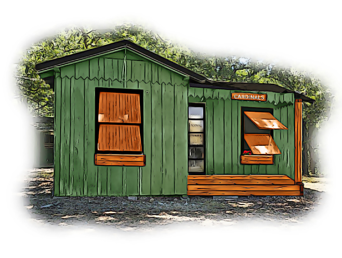 Book your stay at the cozy cabins at the Mickey Owen Baseball School.